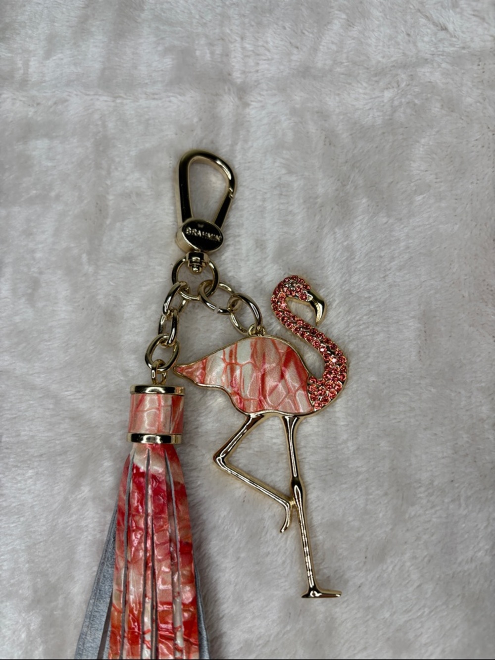 Brahmin Tassel Pink Flamingo Melbourne Keychain - Picture 4 of 8